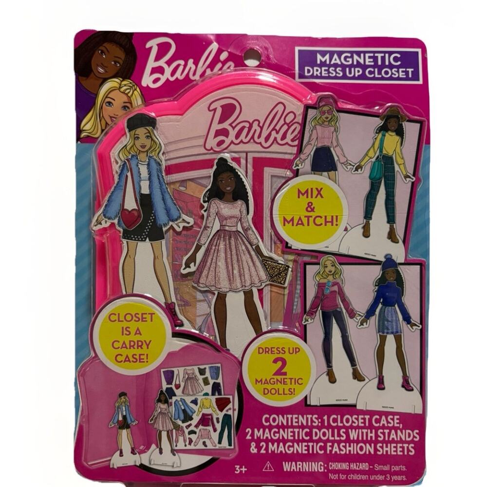 Barbie Magnetic Dress Up Closet Carry Case Dolls Mix & Match Fashion Play Set
